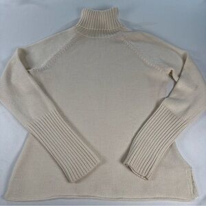 Vintage The Limited Womens Large Wool Blend Turtleneck Sweater Cream Classic